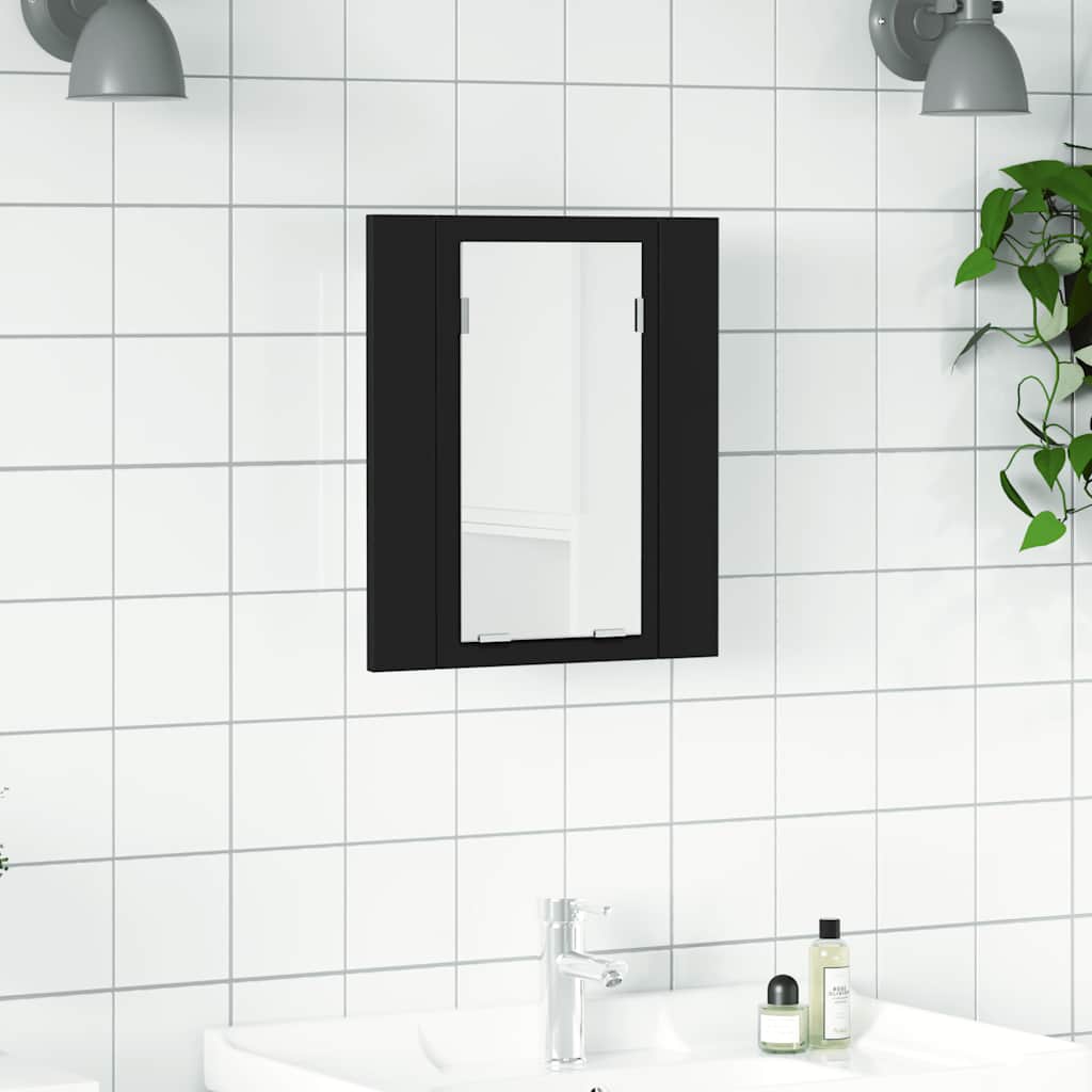 Vidaxl badkamerkast met spiegel en led 40x12x45 cm acryl zwart