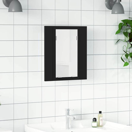 Vidaxl badkamerkast met spiegel en led 40x12x45 cm acryl zwart