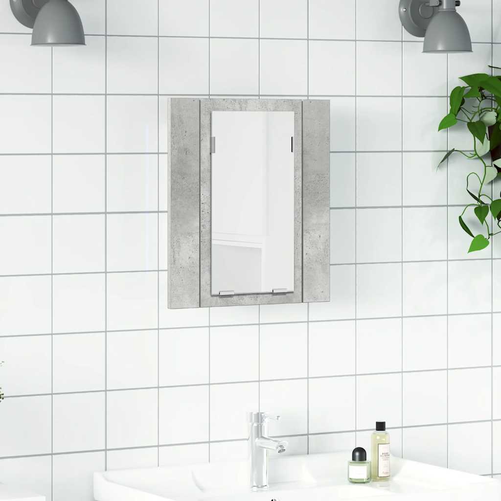 Vidaxl badkamerkast met spiegel en led 40x12x45 cm acryl betongrijs