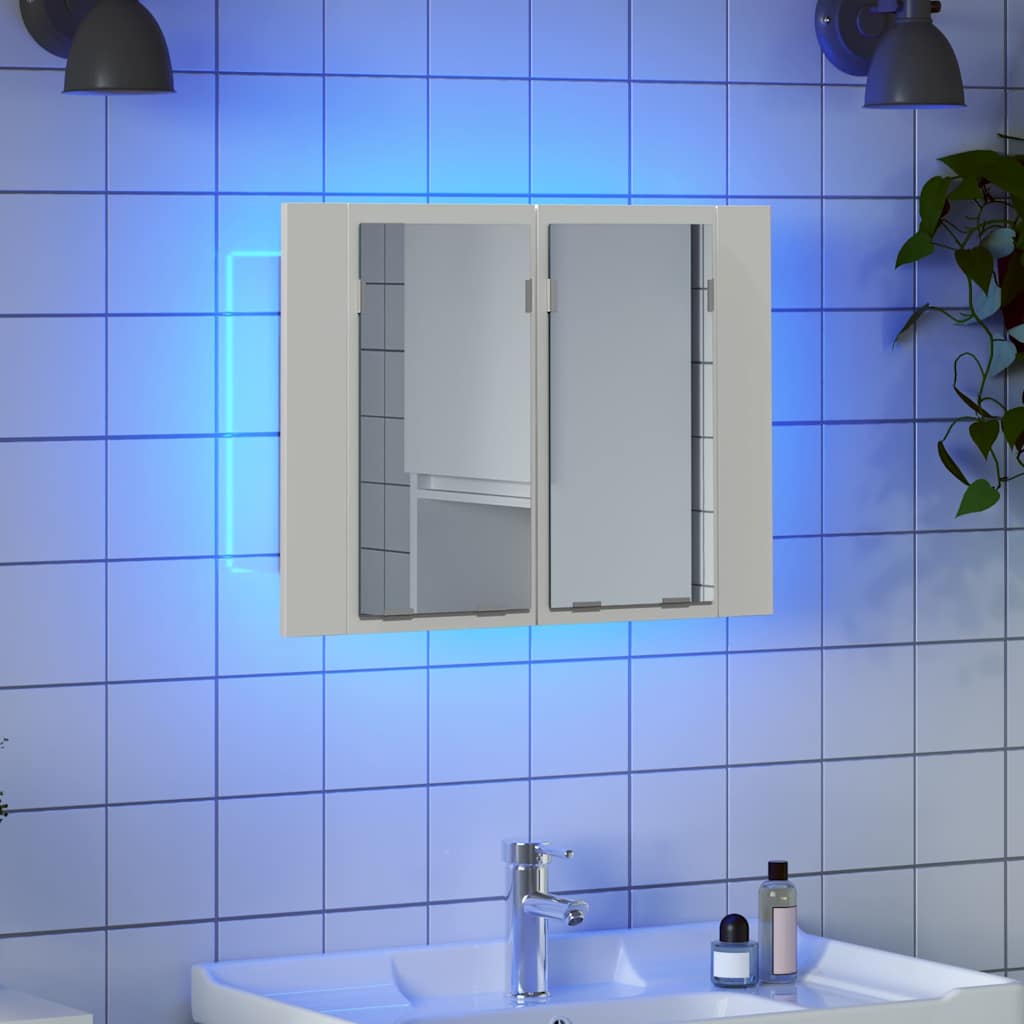 Vidaxl badkamerkast met spiegel en led 60x12x45 cm acryl wit