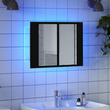 Vidaxl badkamerkast met spiegel en led 60x12x45 cm acryl zwart