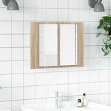 Vidaxl badkamerkast met spiegel led 60x12x45 acryl sonoma eikenkleurig