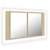 Vidaxl badkamerkast met spiegel led 80x12x45 acryl sonoma eikenkleurig