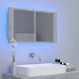 Vidaxl badkamerkast met spiegel en led 80x12x45 cm acryl betongrijs