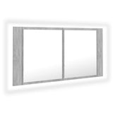 Vidaxl badkamerkast met spiegel en led 90x12x45 cm acryl betongrijs