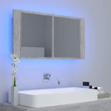 Vidaxl badkamerkast met spiegel en led 90x12x45 cm acryl betongrijs