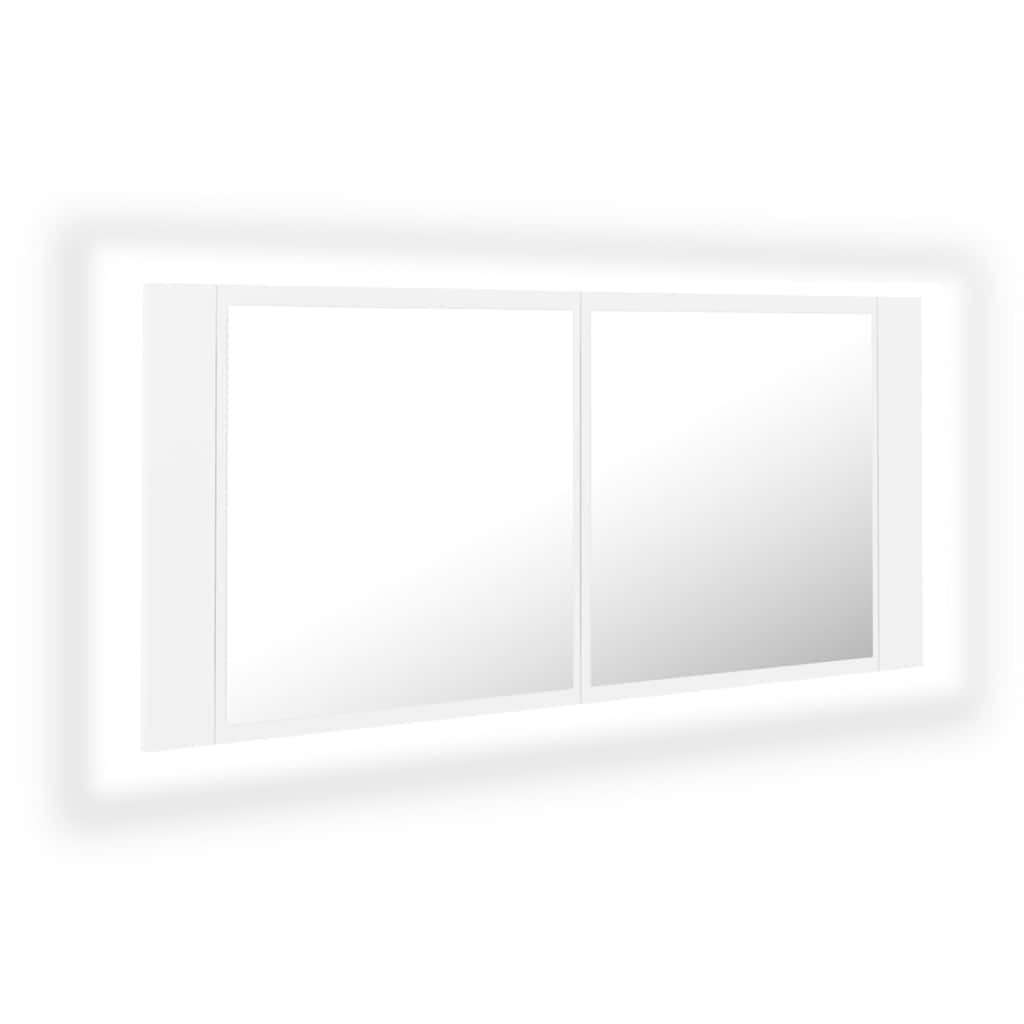 Vidaxl badkamerkast met spiegel en led 100x12x45 cm acryl wit
