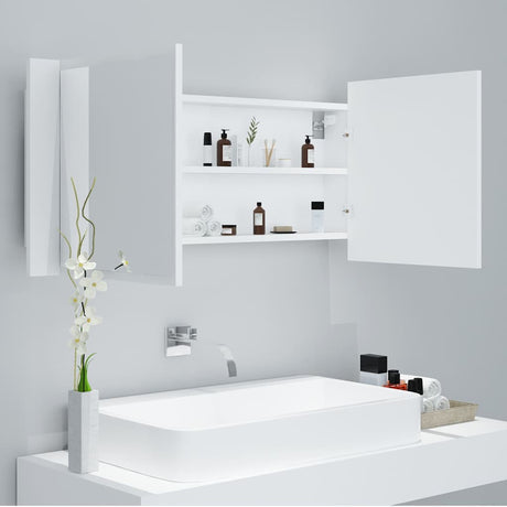 Vidaxl badkamerkast met spiegel en led 100x12x45 cm acryl wit