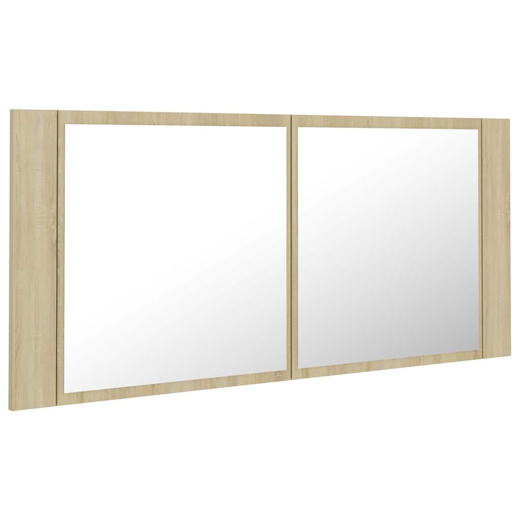 Vidaxl badkamerkast met spiegel led acryl sonoma eikenkleurig
