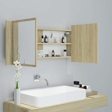 Vidaxl badkamerkast met spiegel led acryl sonoma eikenkleurig