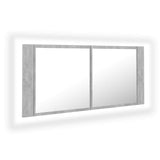 Vidaxl badkamerkast met spiegel en led 100x12x45 cm acryl betongrijs