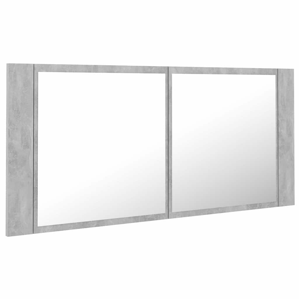 Vidaxl badkamerkast met spiegel en led 100x12x45 cm acryl betongrijs