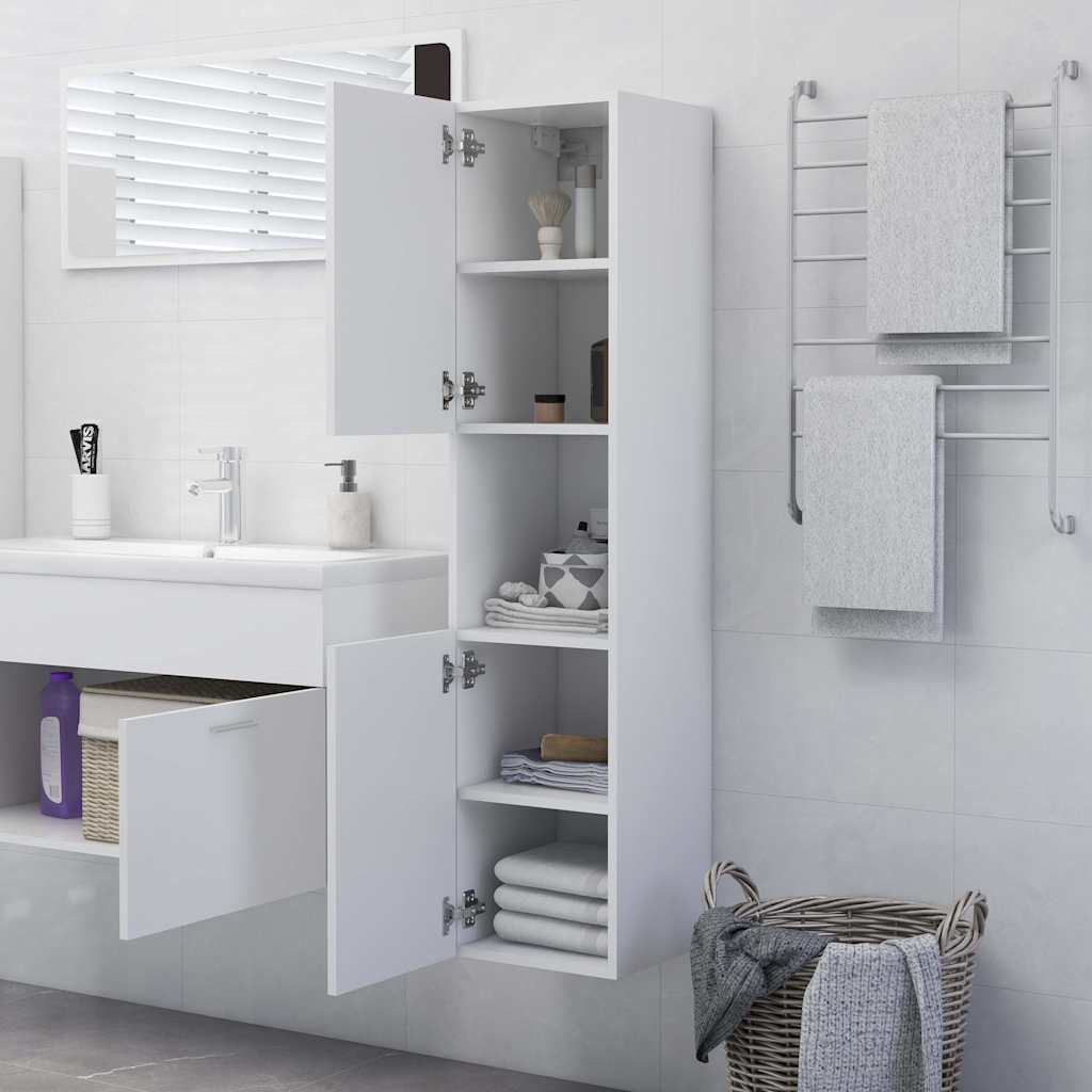 Vidaxl badkamerkast 30x30x130 cm bewerkt hout wit