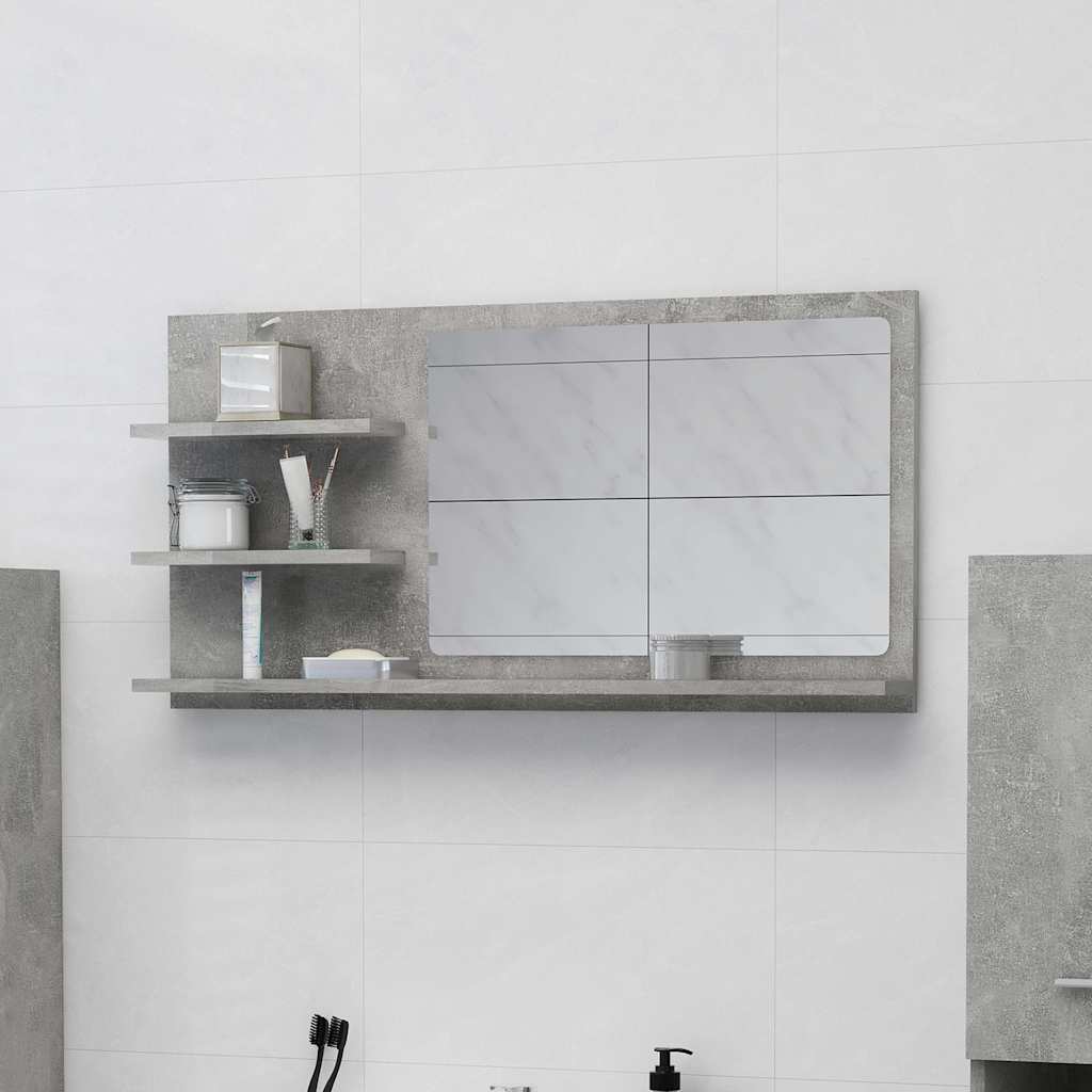 Vidaxl badkamerspiegel 90x10,5x45 cm bewerkt hout betongrijs