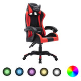 Vidaxl racestoel met rgb led-verlichting kunstleer rood en zwart