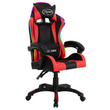 Vidaxl racestoel met rgb led-verlichting kunstleer rood en zwart