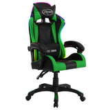 Vidaxl racestoel met rgb led-verlichting kunstleer groen en zwart