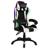 Vidaxl racestoel met rgb led-verlichting kunstleer wit en zwart