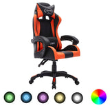 Vidaxl racestoel met rgb led-verlichting kunstleer oranje en zwart
