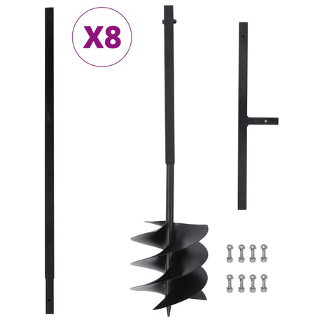 Vidaxl grondboor met handvat 250 mm met verlengbuis 8 m staal