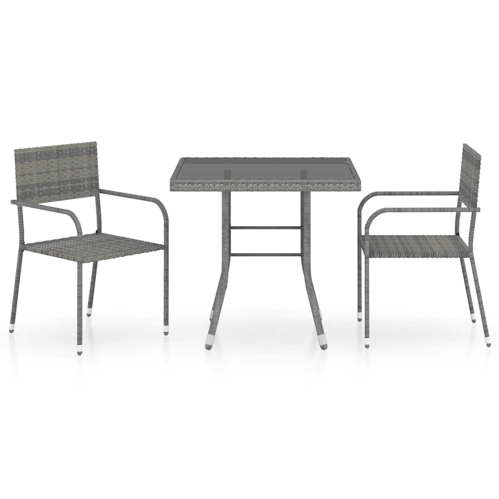 Vidaxl 3-delige tuinset poly rattan antracietkleurig en grijs