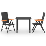 Vidaxl 3-delige tuinset zwart en bruin