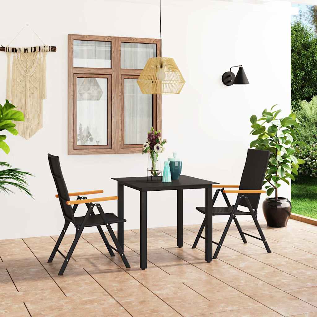 Vidaxl 3-delige tuinset zwart en bruin