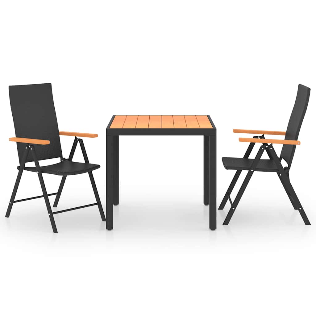 Vidaxl 3-delige tuinset zwart en bruin
