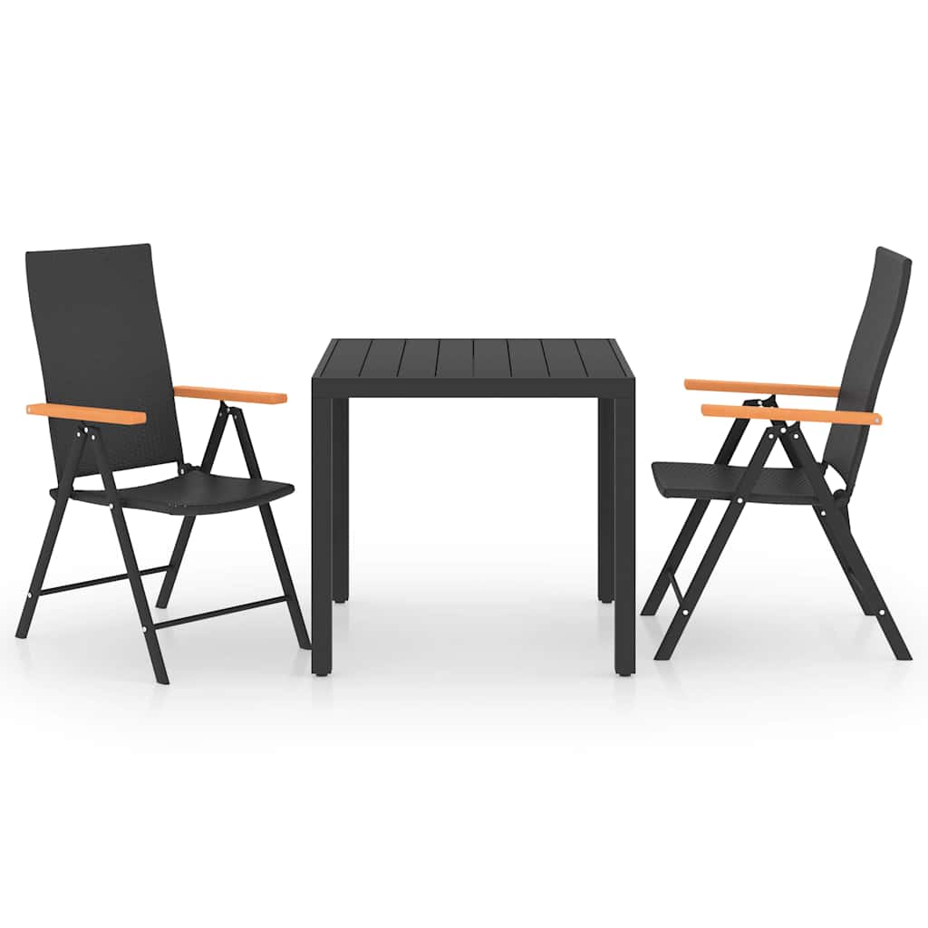 Vidaxl 3-delige tuinset zwart en bruin