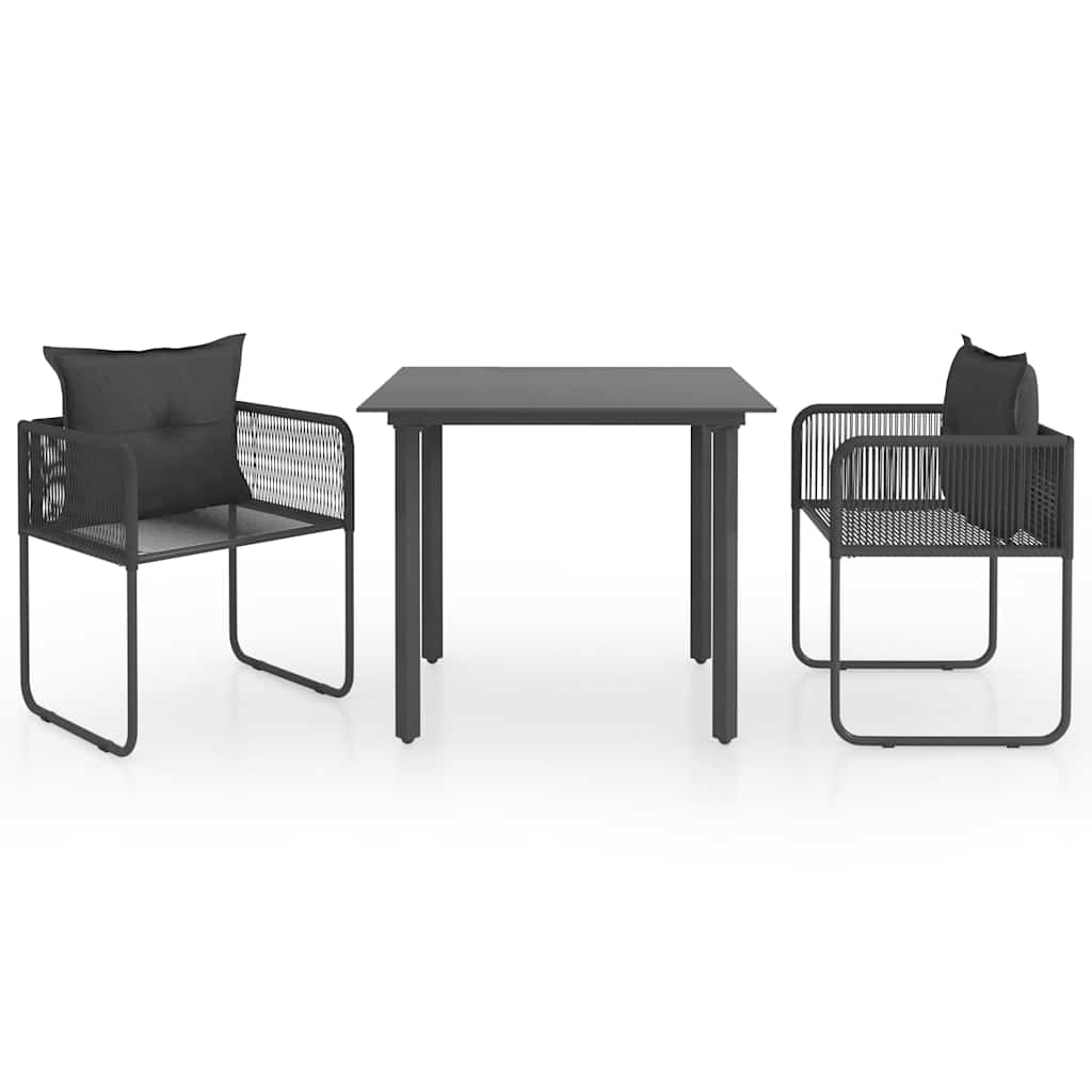 Vidaxl 3-delige tuinset pvc-rattan zwart