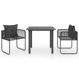Vidaxl 3-delige tuinset pvc-rattan zwart