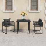 Vidaxl 3-delige tuinset pvc-rattan zwart