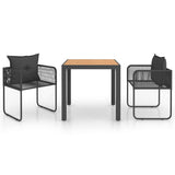 Vidaxl 3-delige tuinset pvc-rattan zwart en bruin