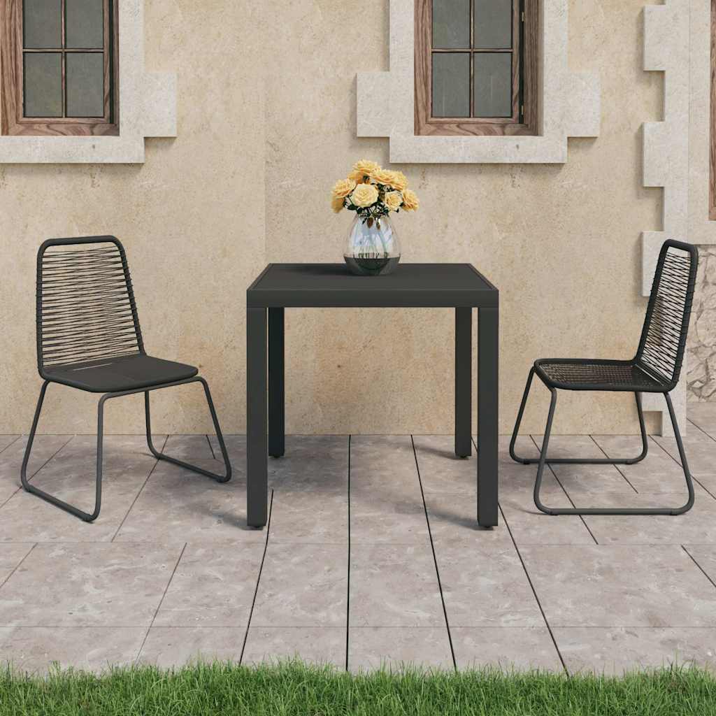 Vidaxl 3-delige tuinset pvc-rattan zwart