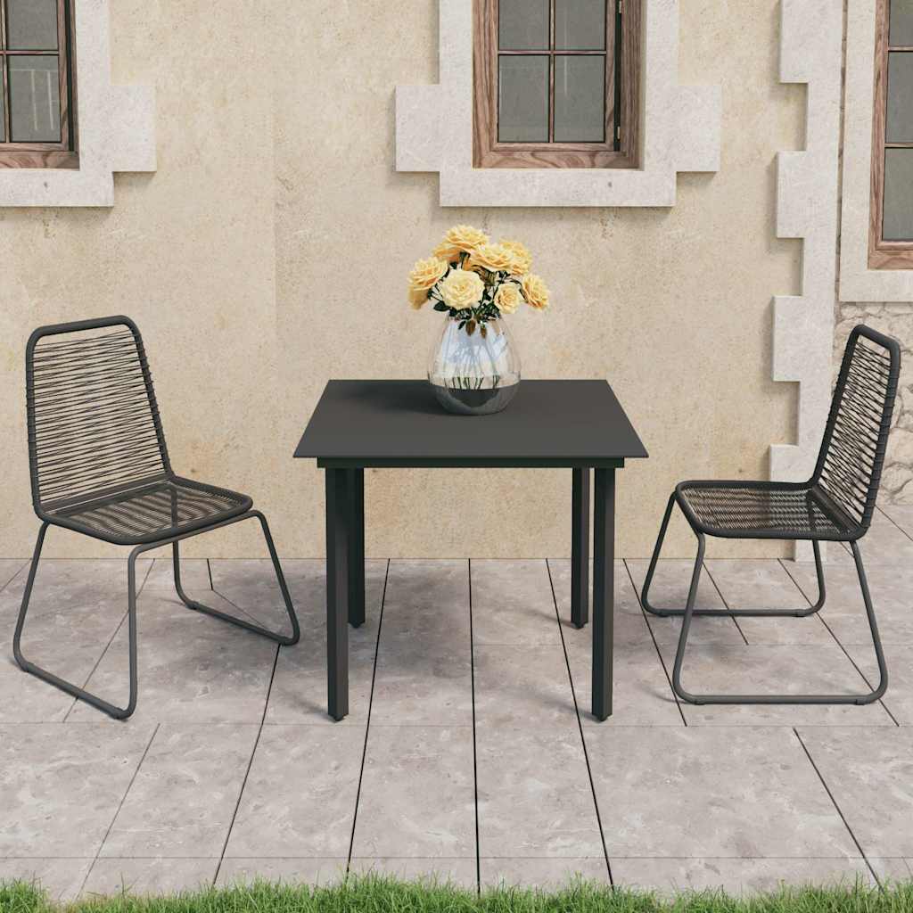 Vidaxl 3-delige tuinset pvc-rattan zwart