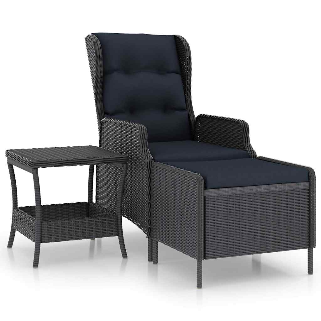 Vidaxl 2-delige loungeset met kussens poly rattan donkergrijs