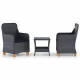 Vidaxl 3-delige loungeset met kussens poly rattan donkergrijs