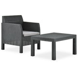 Vidaxl 2-delige loungeset met kussen pp rattan antracietkleurig