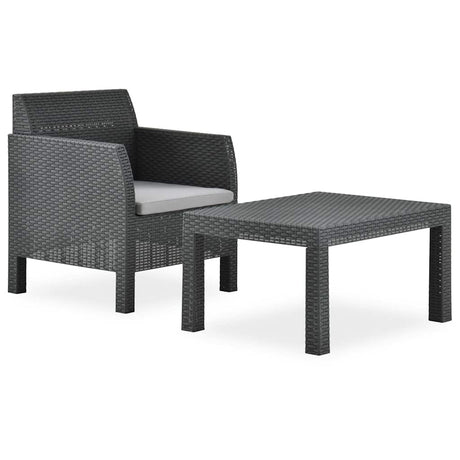 Vidaxl 2-delige loungeset met kussen pp rattan antracietkleurig