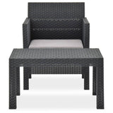 Vidaxl 2-delige loungeset met kussen pp rattan antracietkleurig