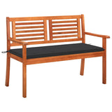 Vidaxl tuinbank 2-zits met kussen 120 cm massief eucalyptushout
