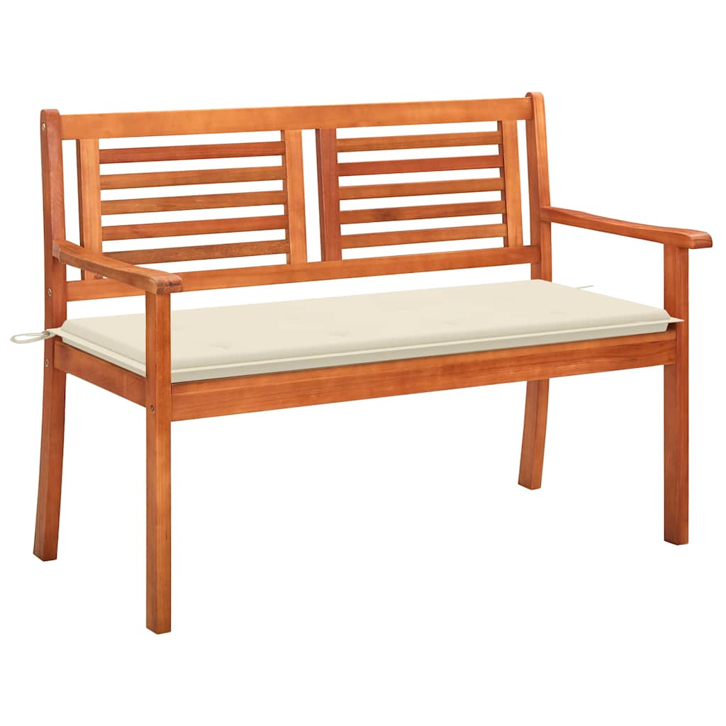 Vidaxl tuinbank 2-zits met kussen 120 cm massief eucalyptushout