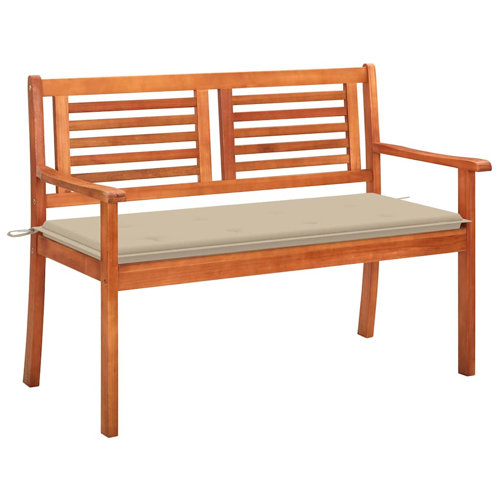Vidaxl tuinbank 2-zits met kussen 120 cm massief eucalyptushout