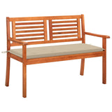 Vidaxl tuinbank 2-zits met kussen 120 cm massief eucalyptushout