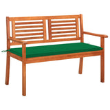 Vidaxl tuinbank 2-zits met kussen 120 cm massief eucalyptushout