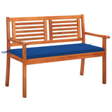 Vidaxl tuinbank 2-zits met kussen 120 cm massief eucalyptushout