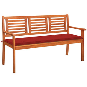 Vidaxl tuinbank 3-zits met kussen 150 cm massief eucalyptushout