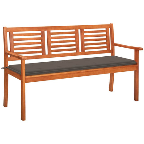 Vidaxl tuinbank 3-zits met kussen 150 cm massief eucalyptushout