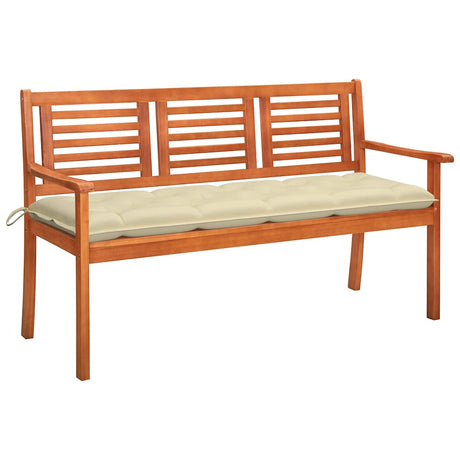 Vidaxl tuinbank 3-zits met kussen 150 cm massief eucalyptushout