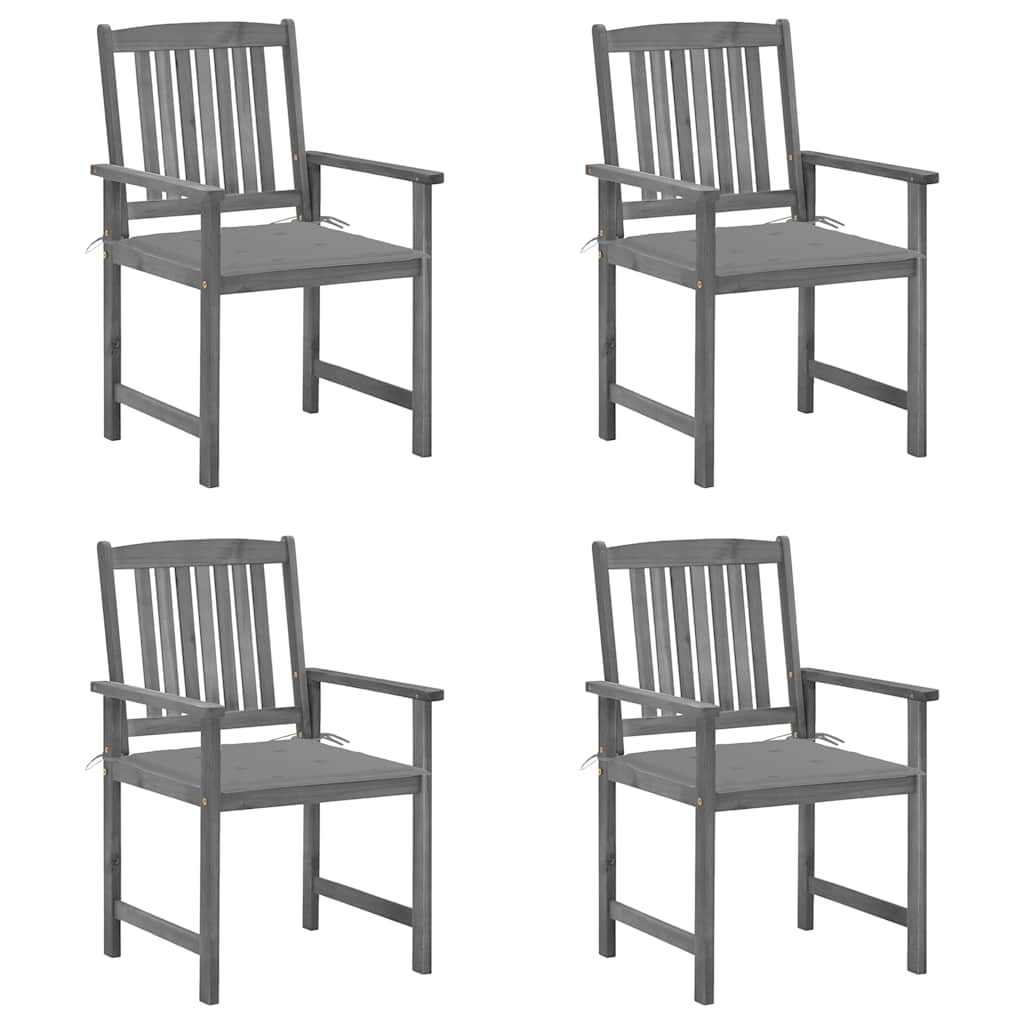 Vidaxl tuinstoelen 4 st met kussens massief acaciahout grijs